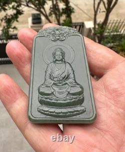 Natural Hetian Taqing Jade Vairocana Buddha Pendant Zodiac Monkey Tai Chi Amulet