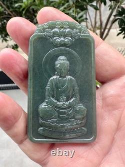 Natural Hetian Taqing Jade Vairocana Buddha Pendant Zodiac Monkey Tai Chi Amulet