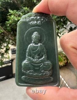 Natural Hetian Taqing Jade Vairocana Buddha Pendant Zodiac Monkey Tai Chi Amulet