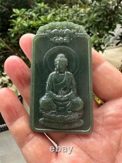 Natural Hetian Taqing Jade Vairocana Buddha Pendant Zodiac Monkey Tai Chi Amulet