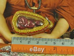 Natural Red Pure LEKLAI SURIYAN RACHA became Lp Tuad Thai Buddha Amulet Pendant
