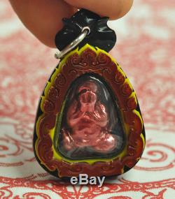 Natural Red Pure LEKLAI SURIYAN RACHA became Phra Pitta Pitda Thai Buddha Amulet