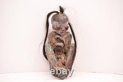 OLD RARE Kuman Thong Thai Buddha thai amulet statue Baby Pigtail Figure W BASKET