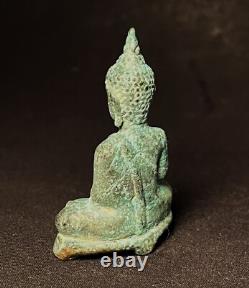 OLD THAI BUDDHA AMULET BRONZE, PHRA CHIANG SAEN (Sing 3) 3 LEG BASE