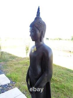 OLD Thai Style Ayutthaya Standing Bronze Protection Buddha Statue, Height 40'
