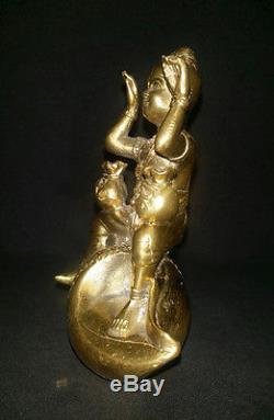 OLD guman thong Bronze GOLDEN CHILD Good Luck Buddha Thai Antique Amulet