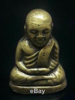 Old Lp Ngern Statue Wat Bangklan Thai Buddha Amulet Wealth Rich Thailand Case