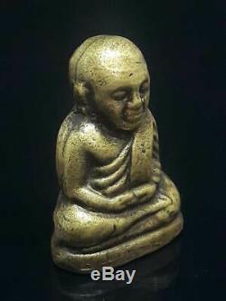 Old Lp Ngern Statue Wat Bangklan Thai Buddha Amulet Wealth Rich Thailand Case