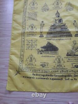 Old Pha Yant Wat Hua Lamphong Cloth Yantra Talisman Rare Thai Buddha amulet