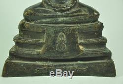 Old Pra Buddha Sothorn black bronze Statue Figure Thai Thailand Amulet A. D. 1954