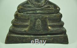 Old Pra Buddha Sothorn black bronze Statue Figure Thai Thailand Amulet A. D. 1954