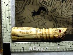 Old Rare Chamod craved Bone LP pana Wat Sanamlao's. Thai buddha amulet