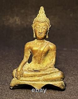Old Thai Buddha Amulet Phra Chiang Saen Sing 3 Buddha Bronze