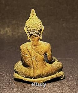 Old Thai Buddha Amulet Phra Chiang Saen Sing 3 Buddha Bronze