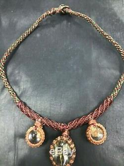 PENDANT Vintage Necklace STONE LEKLAI KEAW TALISMAN BUDDHA MAGIC THAI AMULET