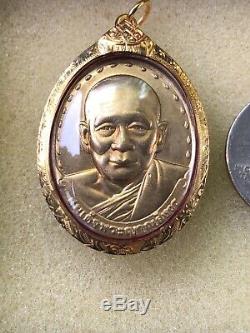 PHRA LP JOI WEALTH LUCKY Thai Buddha Amulet Pendant 18k Solid Gold Case