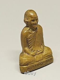 PHRA LP PROM Thai Amulet Buddha Old Brass Statue Magic Lucky Money Charm Wealth