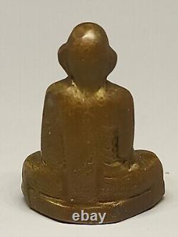 PHRA LP PROM Thai Amulet Buddha Old Brass Statue Magic Lucky Money Charm Wealth