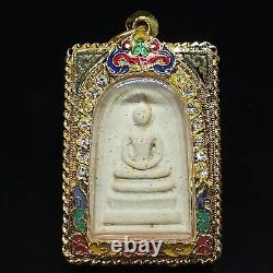 PHRA SOMDEJ WAT RAKANG THAI BUDDHA AMULET PENDANT YELLOW GOLD CASE (Pim Sao Ha)