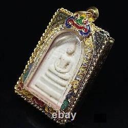 PHRA SOMDEJ WAT RAKANG THAI BUDDHA AMULET PENDANT YELLOW GOLD CASE (Pim Sao Ha)