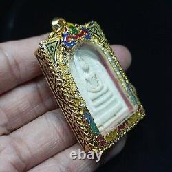 PHRA SOMDEJ WAT RAKANG THAI BUDDHA AMULET PENDANT YELLOW GOLD CASE (Pim Sao Ha)