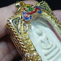 PHRA SOMDEJ WAT RAKANG THAI BUDDHA AMULET PENDANT YELLOW GOLD CASE (Pim Sao Ha)