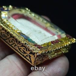 PHRA SOMDEJ WAT RAKANG THAI BUDDHA AMULET PENDANT YELLOW GOLD CASE (Pim Sao Ha)