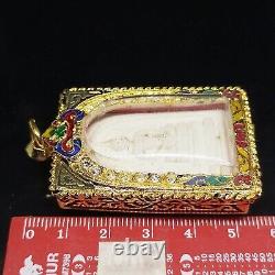 PHRA SOMDEJ WAT RAKANG THAI BUDDHA AMULET PENDANT YELLOW GOLD CASE (Pim Sao Ha)