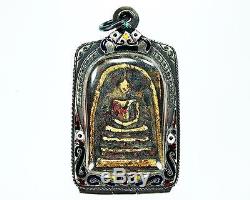 Pendant Old Thai Amulet Phra Somdej Wat Rakang And Gilded Powerful Buddha Sacred