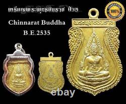 Phra Buddha Chinnarat Gold Brass Coin Talisman Luck Wealth Thai Amulet Pendant