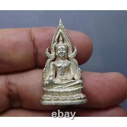 Phra Buddha Chinnarat thai Amulet Antique Casting Hand Cranked Genuine Silver