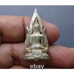 Phra Buddha Chinnarat thai Amulet Antique Casting Hand Cranked Genuine Silver