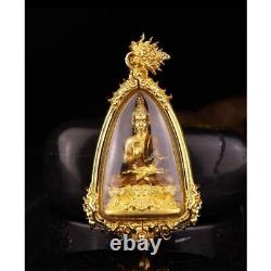 Phra Buddha bestow blessing Artistry Gold Pendant LP Wichit Anuchato Thai Amulet