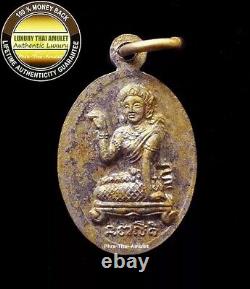 Phra Buddha+mae Nangkwang Lp Chong Wat Natangnok 2500 Magic Coin Old Thai Amulet