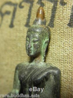 Phra Chiang San Bucha 2-300 yr, sing sarm(3) Bronze Buddha Statue Thai Amulet
