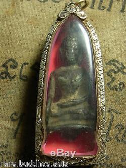 Phra Chiang San Bucha Sing Sam(3) 3-400 yr Buddha Statue Thai Amulet, Silver case