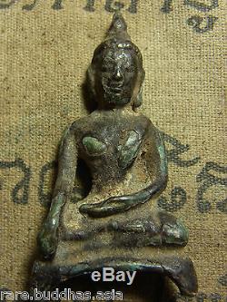 Phra Chiang San Bucha Sing Sam(3) 3-400 yr Buddha Statue Thai Amulet, Silver case