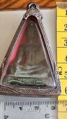 Phra Chiang San Bucha Sing Sarm (3)around 2-300 year, Thai Buddha Amulet