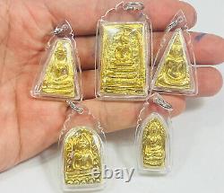 Phra Gold Leklai Benjapakee Power 5pcs Talisman Magic Thai Buddha Somdej Amulet