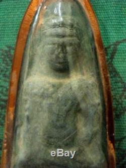 Phra Huyan Khmer Ancient Lopburee Buddha Magic Thai Talisman Antique Amulet