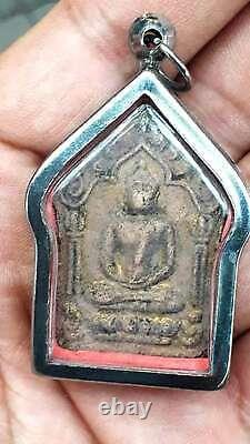 Phra Khun Paen LP Tim Amulet Wat Lahanrai Thai Magic Buddha Silver Case B. E. 2515