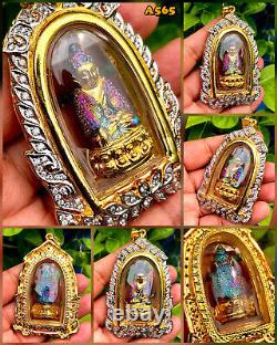 Phra Kring 7 Color With Case Handmade Gem Thai Amulet Buddha Talisman Charm K565