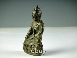 Phra Kring Old Thai China Buddha Amulet Metal charity of temporary home for Monk