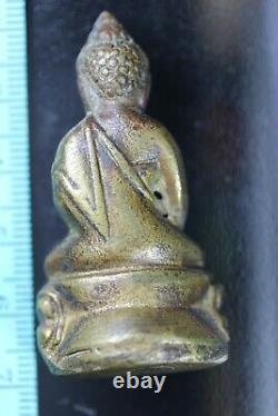 Phra Kring Old Thai China Buddha Amulet Metal charity of temporary home for Monk