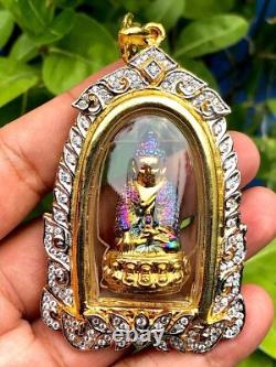 Phra Kring Paowares 7 Color With Gem Thai Buddha Amulet Pendant Talisman K565