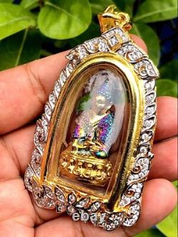 Phra Kring Paowares 7 Color With Gem Thai Buddha Amulet Pendant Talisman K565