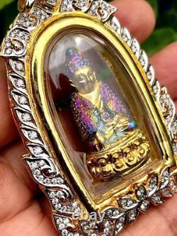 Phra Kring Paowares 7 Color With Gem Thai Buddha Amulet Pendant Talisman K565
