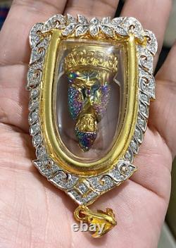 Phra Kring Paowares 7 Color With Gem Thai Buddha Amulet Pendant Talisman K565