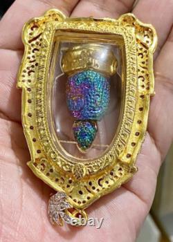 Phra Kring Paowares 7 Color With Gem Thai Buddha Amulet Pendant Talisman K565