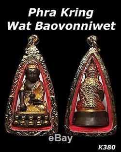 Phra Kring Somdej Bell Ring Gold Case Thai Buddha Amulet Talisman Necklace K380